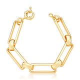 PULSEIRA COM ELOS RETANGULARES LISOS BANHADA A OURO