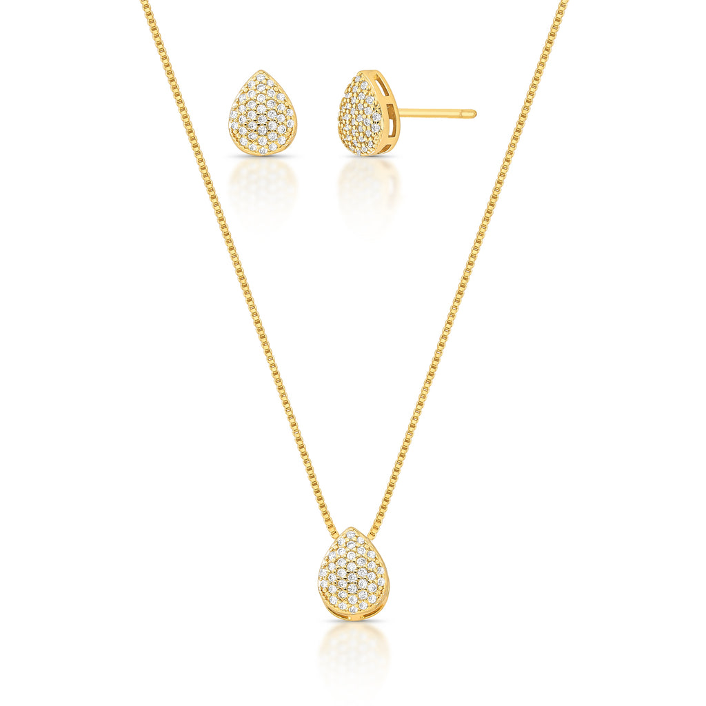CONJUNTO COLAR E BRINCO QUADRADO BANHADO A OURO