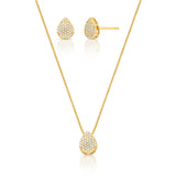 CONJUNTO COLAR E BRINCO QUADRADO BANHADO A OURO