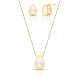 CONJUNTO BRINCO E COLAR DE GOTA EM CRISTAL