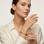 PULSEIRA COM ELOS RETANGULARES LISOS BANHADA A OURO