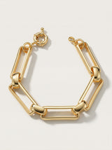 PULSEIRA COM ELOS RETANGULARES LISOS BANHADA A OURO