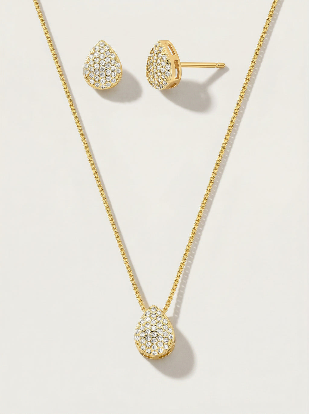 CONJUNTO COLAR E BRINCO QUADRADO BANHADO A OURO