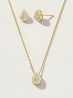 CONJUNTO COLAR E BRINCO QUADRADO BANHADO A OURO