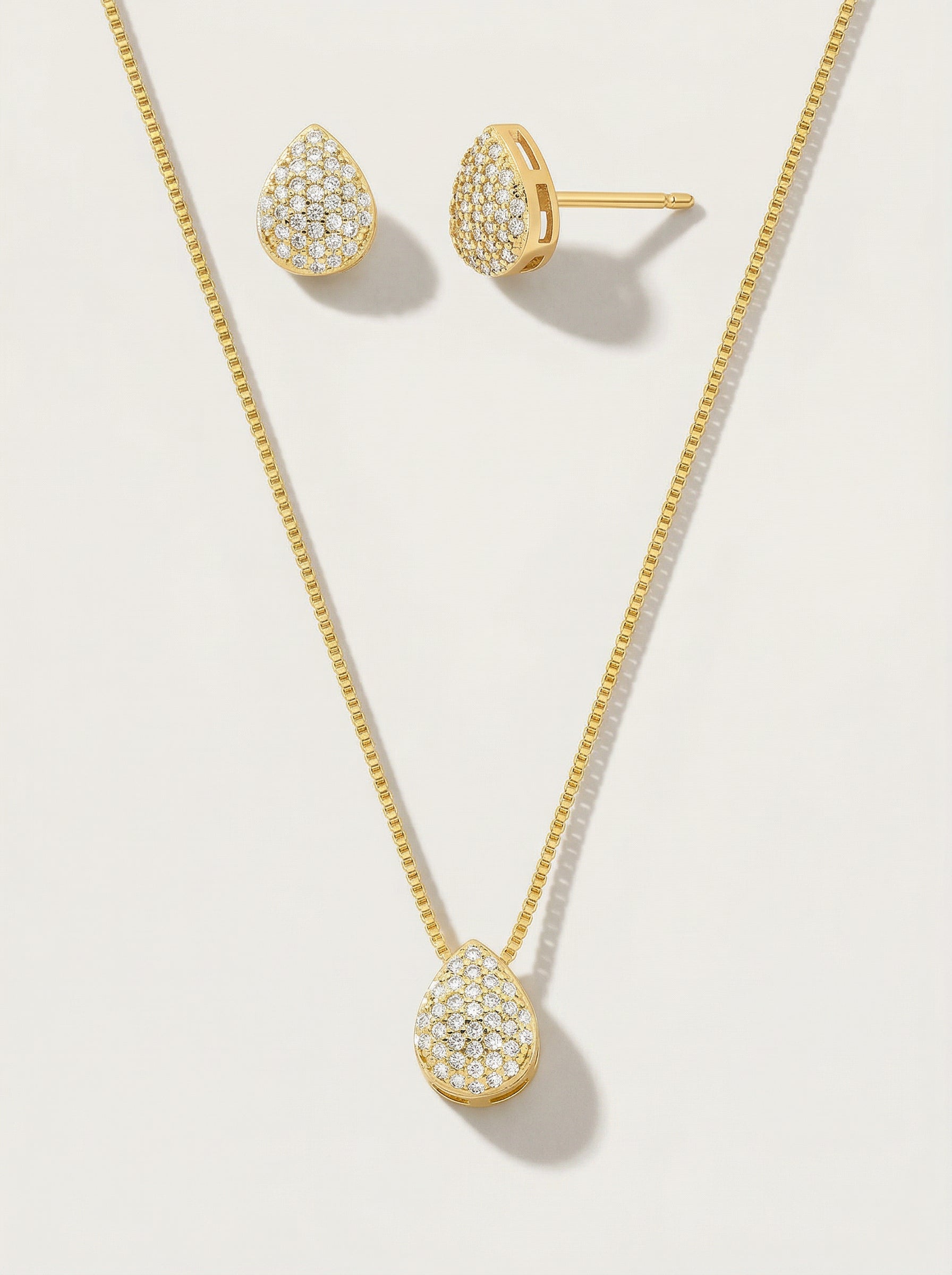 CONJUNTO COLAR E BRINCO QUADRADO BANHADO A OURO